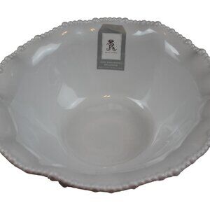 Rachel Ashwell White Shimmer Pearl Edge Melamine 12" Serving Bowl Dish Large NWT